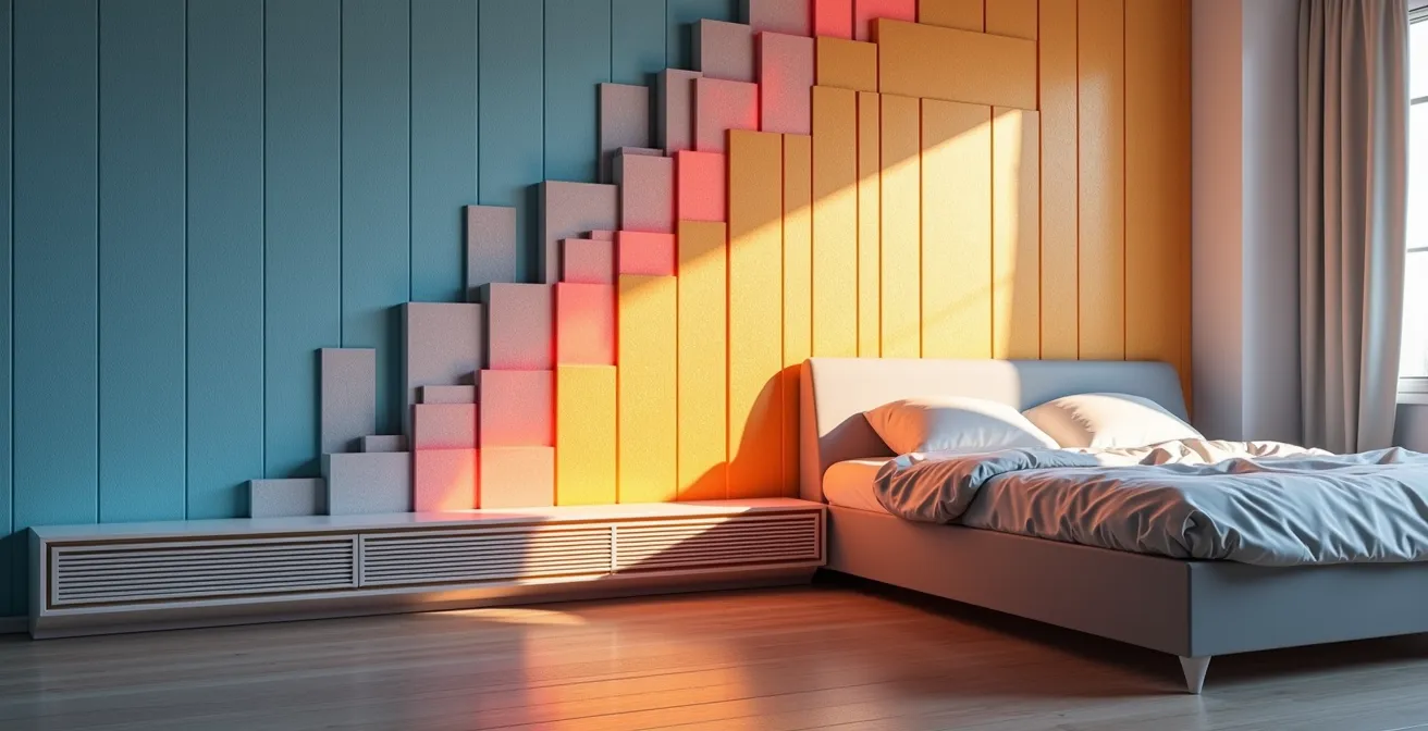 Schéma de calcul de puissance de chauffage pour une chambre avec isolation R-24 dans une maison québécoise