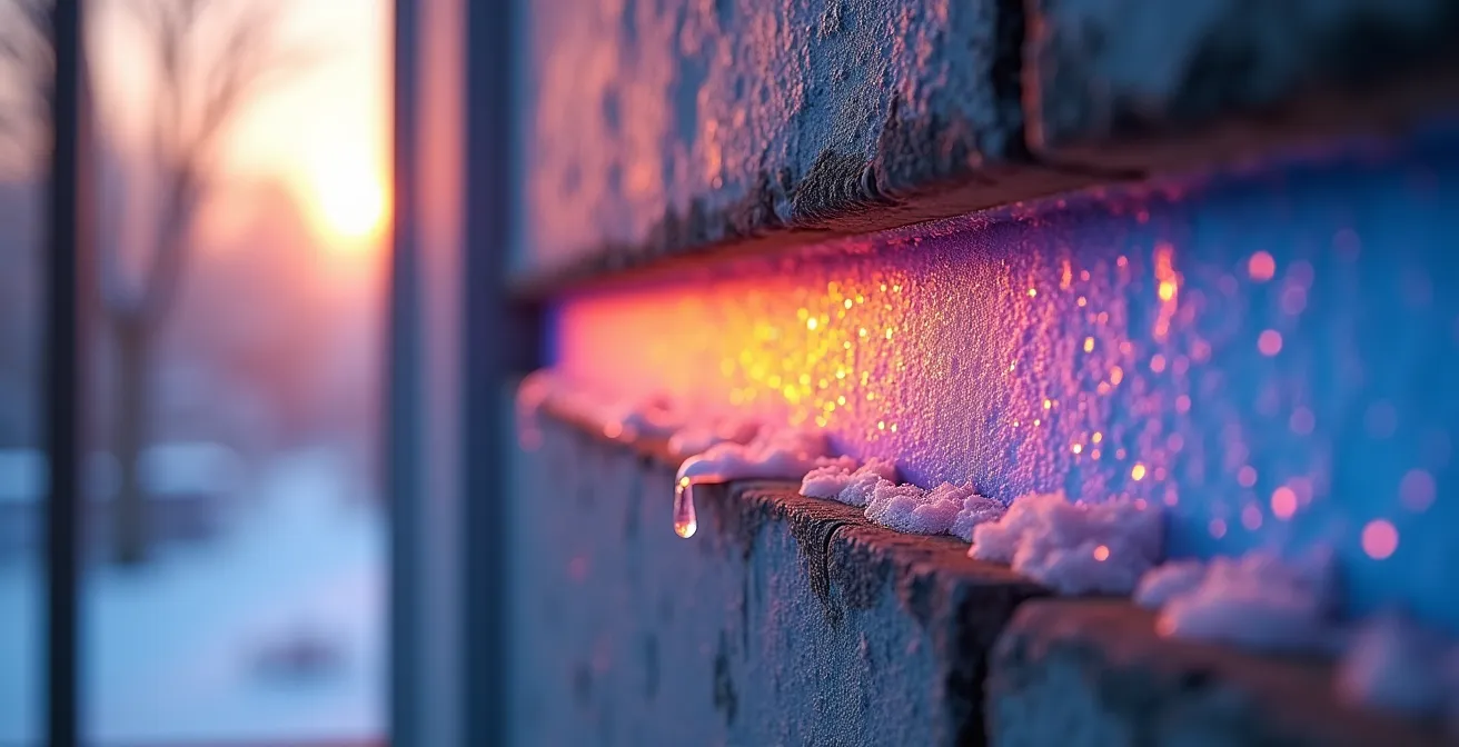 Thermographie infrarouge montrant les différences de température dans une pièce avec murs mal isolés