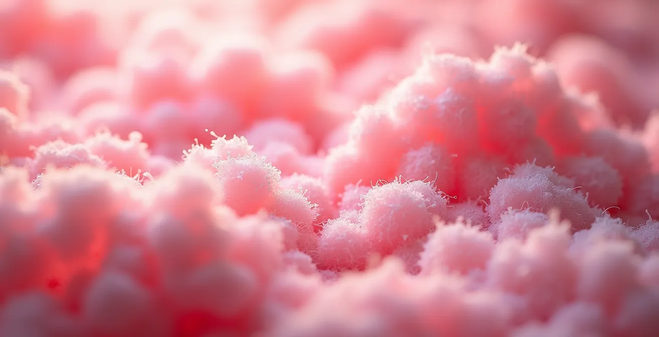 Coupe transversale d'un mur montrant l'infiltration du vent dans l'isolant