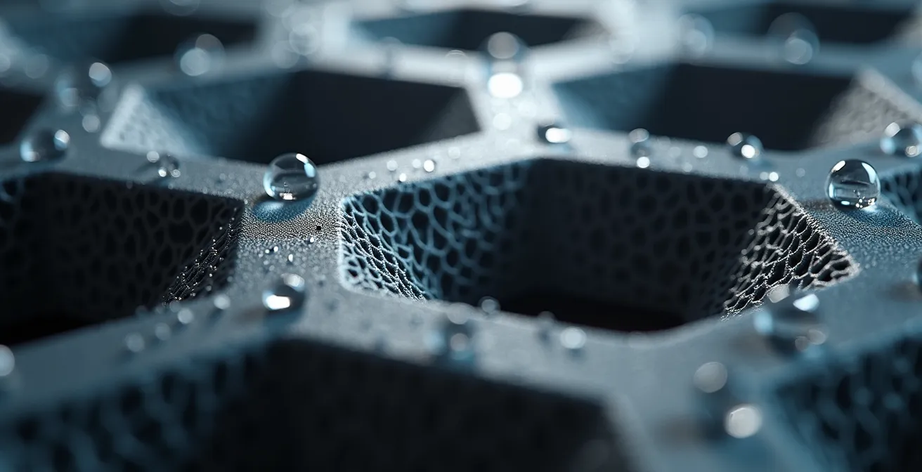 Vue macro détaillée d'un noyau récupérateur de chaleur avec ses alvéoles