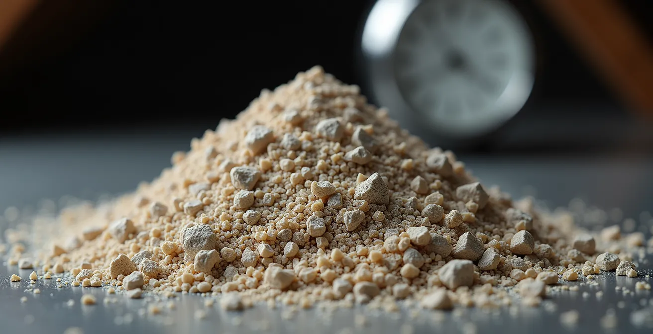Échantillon de vermiculite dans un entretoit avec équipement de test professionnel